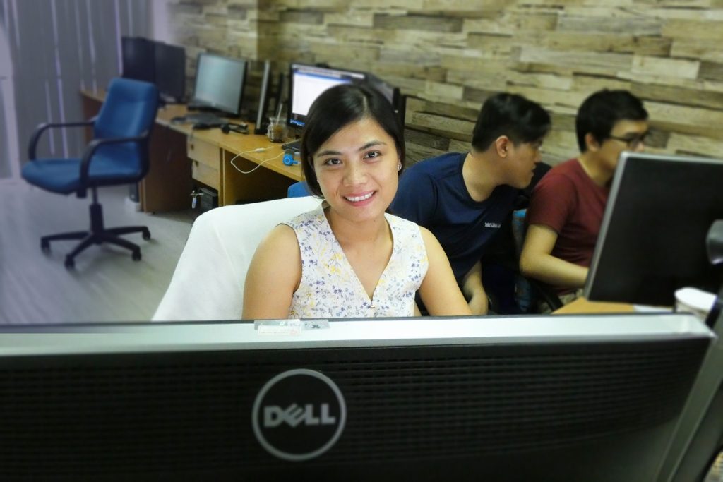 Woman in front of computer